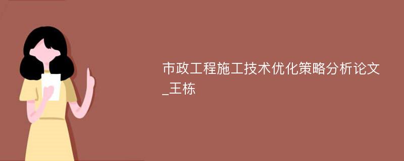 市政工程施工技术优化策略分析论文_王栋