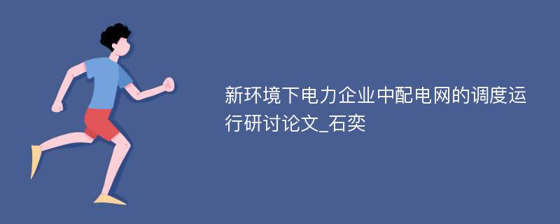 新环境下电力企业中配电网的调度运行研讨论文_石奕