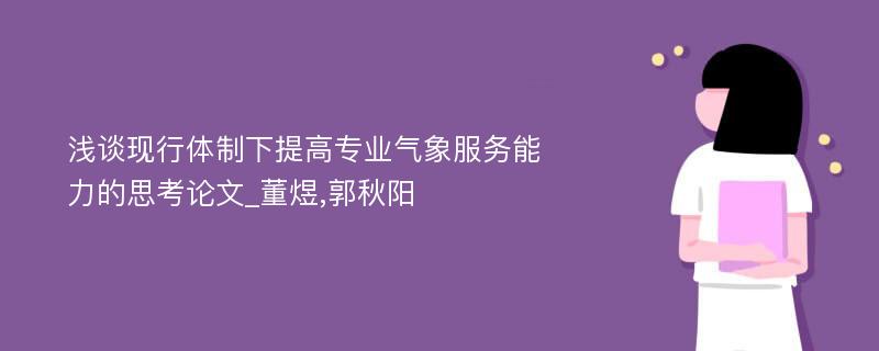 浅谈现行体制下提高专业气象服务能力的思考论文_董煜,郭秋阳