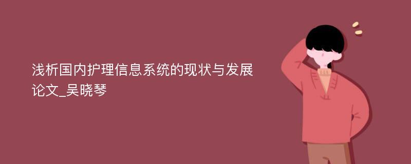 浅析国内护理信息系统的现状与发展论文_吴晓琴