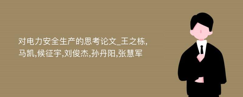 对电力安全生产的思考论文_王之栋,马凯,候征宇,刘俊杰,孙丹阳,张慧军