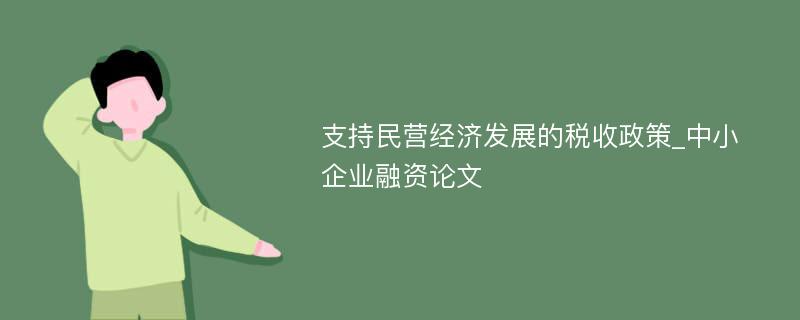 支持民营经济发展的税收政策_中小企业融资论文