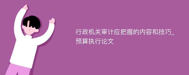 行政机关审计应把握的内容和技巧_预算执行论文