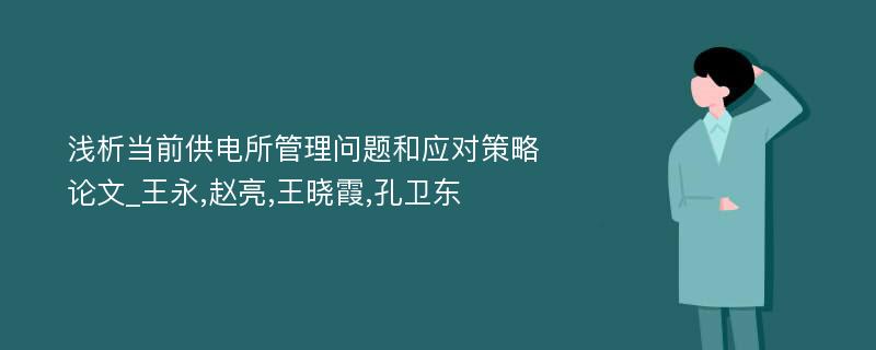 浅析当前供电所管理问题和应对策略论文_王永,赵亮,王晓霞,孔卫东