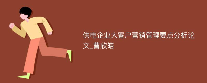 供电企业大客户营销管理要点分析论文_曹欣皓