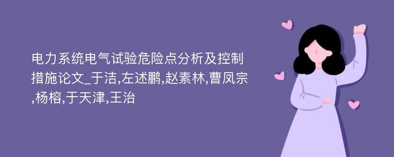 电力系统电气试验危险点分析及控制措施论文_于洁,左述鹏,赵素林,曹凤宗,杨榕,于天津,王治