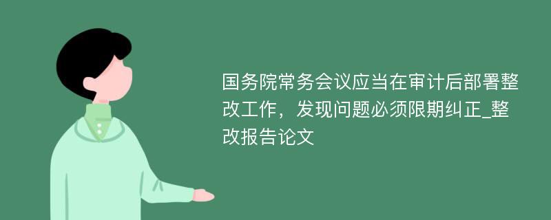 国务院常务会议应当在审计后部署整改工作，发现问题必须限期纠正_整改报告论文