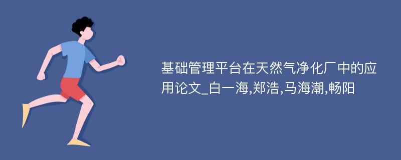 基础管理平台在天然气净化厂中的应用论文_白一海,郑浩,马海潮,畅阳