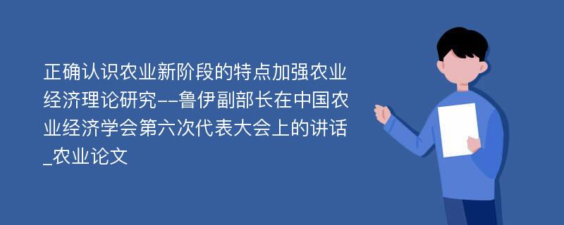 正确认识农业新阶段的特点加强农业经济理论研究--鲁伊副部长在中国农业经济学会第六次代表大会上的讲话_农业论文