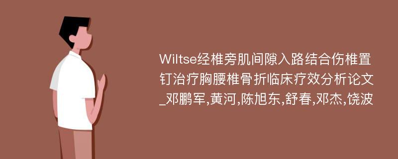 Wiltse经椎旁肌间隙入路结合伤椎置钉治疗胸腰椎骨折临床疗效分析论文_邓鹏军,黄河,陈旭东,舒春,邓杰,饶波