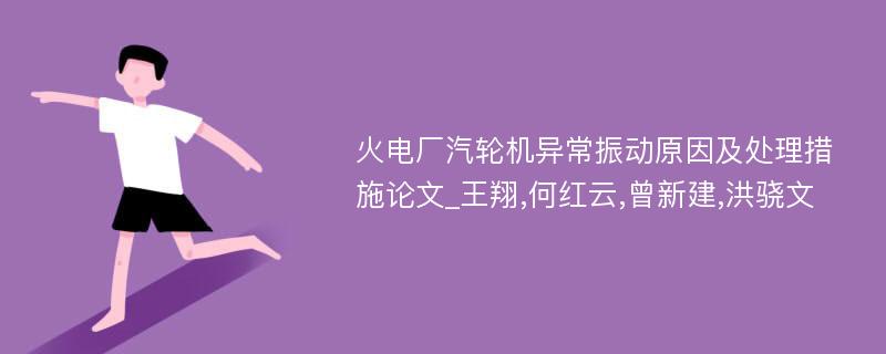 火电厂汽轮机异常振动原因及处理措施论文_王翔,何红云,曾新建,洪骁文