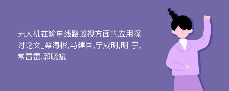 无人机在输电线路巡视方面的应用探讨论文_桑海彬,马建国,宁咸明,明 宇,常雷雷,郭晓斌