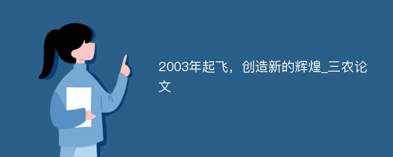 2003年起飞，创造新的辉煌_三农论文