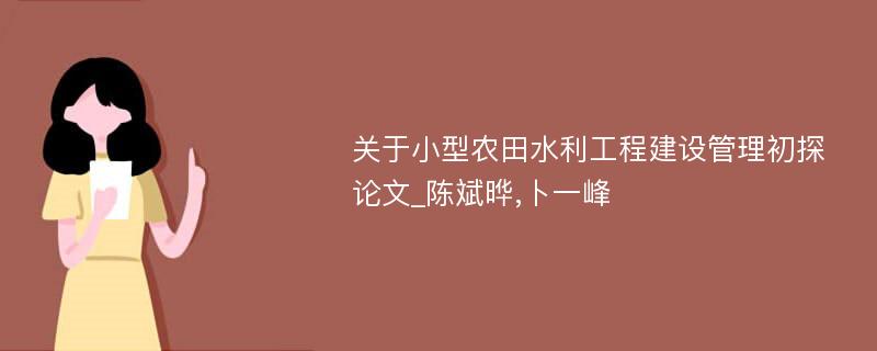 关于小型农田水利工程建设管理初探论文_陈斌晔,卜一峰