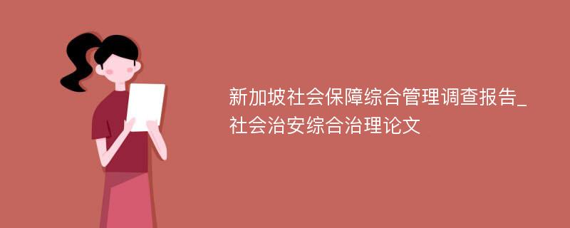 新加坡社会保障综合管理调查报告_社会治安综合治理论文