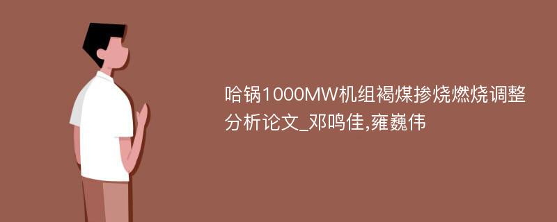 哈锅1000MW机组褐煤掺烧燃烧调整分析论文_邓鸣佳,雍巍伟