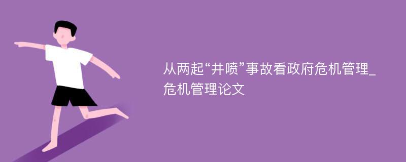 从两起“井喷”事故看政府危机管理_危机管理论文