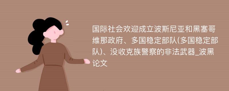 国际社会欢迎成立波斯尼亚和黑塞哥维那政府、多国稳定部队(多国稳定部队)、没收克族警察的非法武器_波黑论文