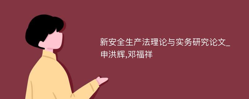 新安全生产法理论与实务研究论文_申洪辉,邓福祥