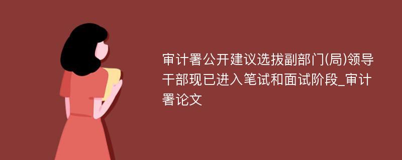 审计署公开建议选拔副部门(局)领导干部现已进入笔试和面试阶段_审计署论文