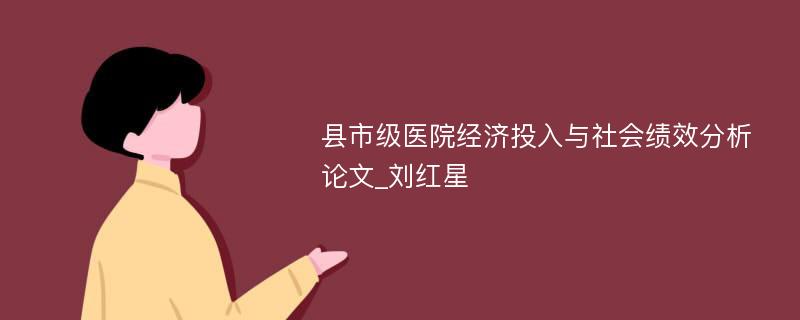 县市级医院经济投入与社会绩效分析论文_刘红星