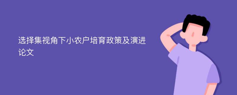 选择集视角下小农户培育政策及演进论文