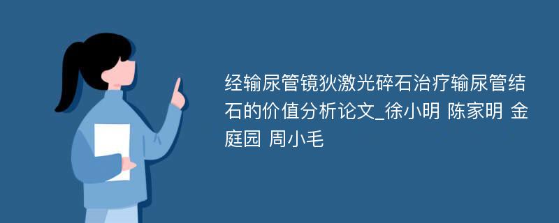 经输尿管镜狄激光碎石治疗输尿管结石的价值分析论文_徐小明 陈家明 金庭园 周小毛