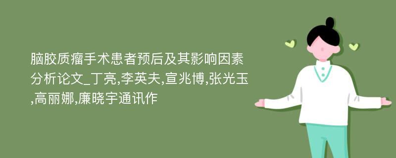 脑胶质瘤手术患者预后及其影响因素分析论文_丁亮,李英夫,宣兆博,张光玉,高丽娜,廉晓宇通讯作