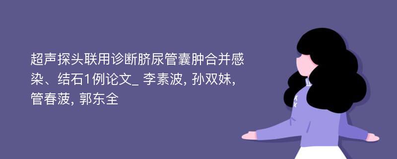 超声探头联用诊断脐尿管囊肿合并感染、结石1例论文_ 李素波, 孙双妹, 管春菠, 郭东全