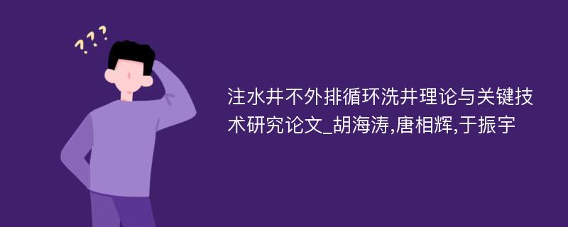 注水井不外排循环洗井理论与关键技术研究论文_胡海涛,唐相辉,于振宇