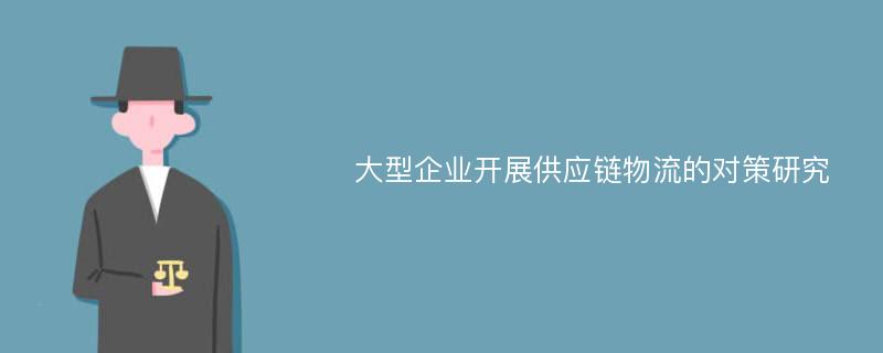 大型企业开展供应链物流的对策研究