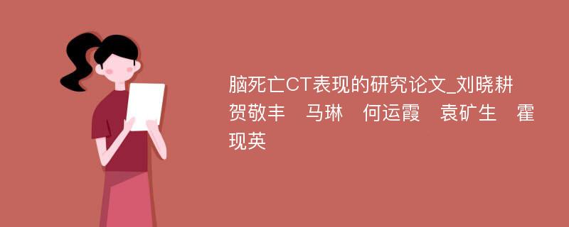 脑死亡CT表现的研究论文_刘晓耕　贺敬丰　马琳　何运霞　袁矿生　霍现英