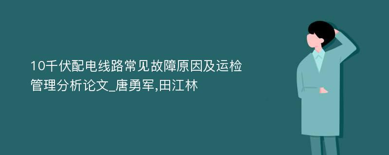 10千伏配电线路常见故障原因及运检管理分析论文_唐勇军,田江林