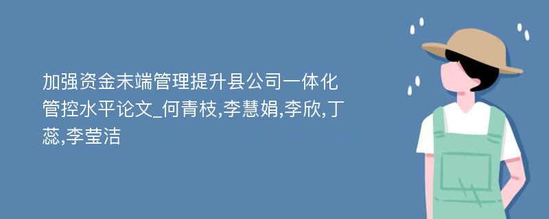 加强资金末端管理提升县公司一体化管控水平论文_何青枝,李慧娟,李欣,丁蕊,李莹洁