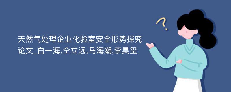 天然气处理企业化验室安全形势探究论文_白一海,仝立远,马海潮,李昊玺