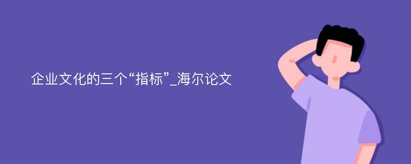 企业文化的三个“指标”_海尔论文