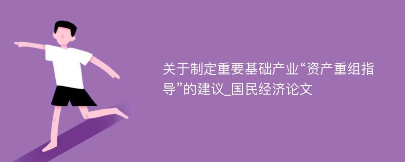 关于制定重要基础产业“资产重组指导”的建议_国民经济论文