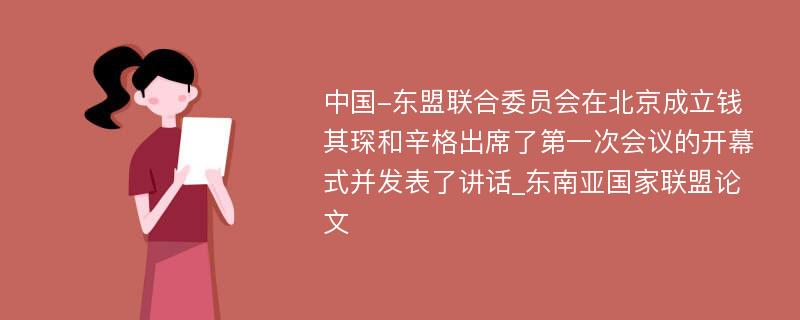 中国-东盟联合委员会在北京成立钱其琛和辛格出席了第一次会议的开幕式并发表了讲话_东南亚国家联盟论文