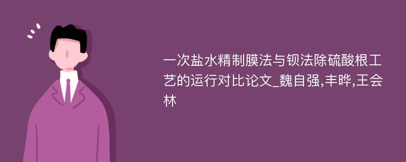 一次盐水精制膜法与钡法除硫酸根工艺的运行对比论文_魏自强,丰晔,王会林