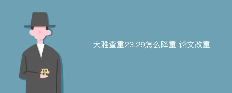 大雅查重23.29怎么降重 论文改重