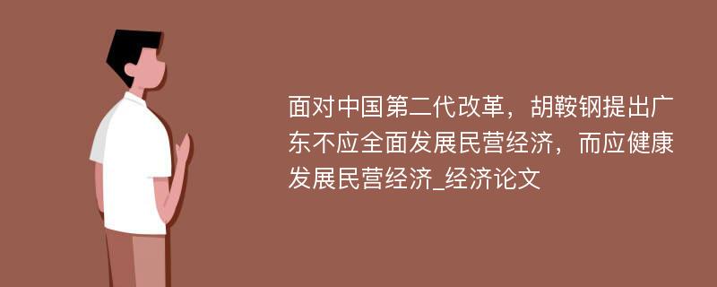 面对中国第二代改革，胡鞍钢提出广东不应全面发展民营经济，而应健康发展民营经济_经济论文