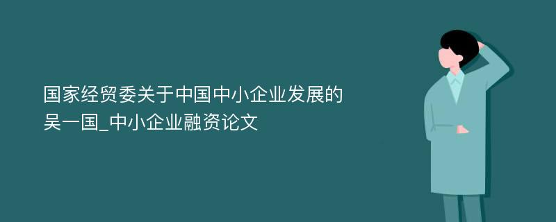 国家经贸委关于中国中小企业发展的吴一国_中小企业融资论文