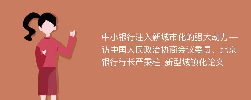 中小银行注入新城市化的强大动力--访中国人民政治协商会议委员、北京银行行长严秉柱_新型城镇化论文