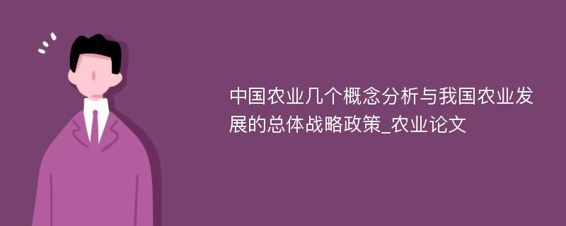 中国农业几个概念分析与我国农业发展的总体战略政策_农业论文