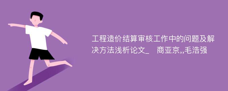 工程造价结算审核工作中的问题及解决方法浅析论文_　商亚京,,毛浩强