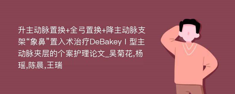 升主动脉置换+全弓置换+降主动脉支架“象鼻”置入术治疗DeBakeyⅠ型主动脉夹层的个案护理论文_吴菊花,杨瑶,陈晨,王瑞