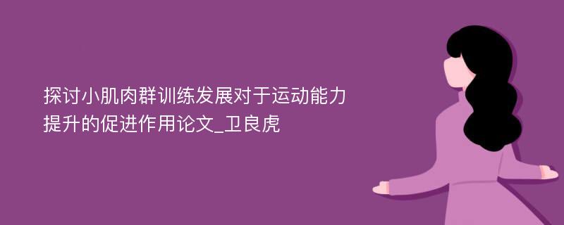 探讨小肌肉群训练发展对于运动能力提升的促进作用论文_卫良虎