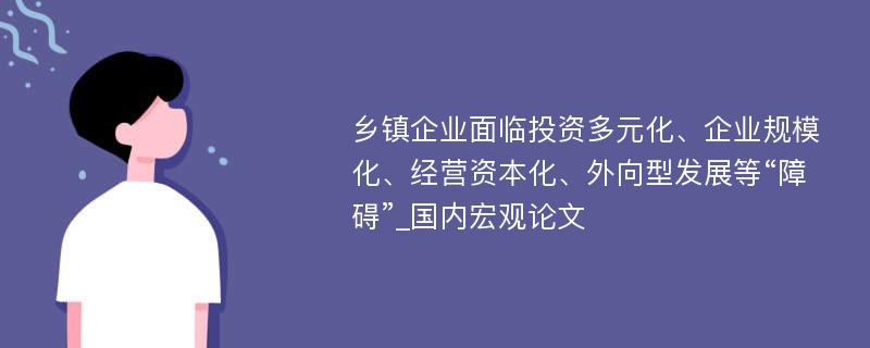 乡镇企业面临投资多元化、企业规模化、经营资本化、外向型发展等“障碍”_国内宏观论文