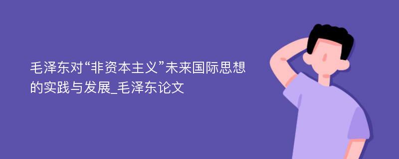 毛泽东对“非资本主义”未来国际思想的实践与发展_毛泽东论文