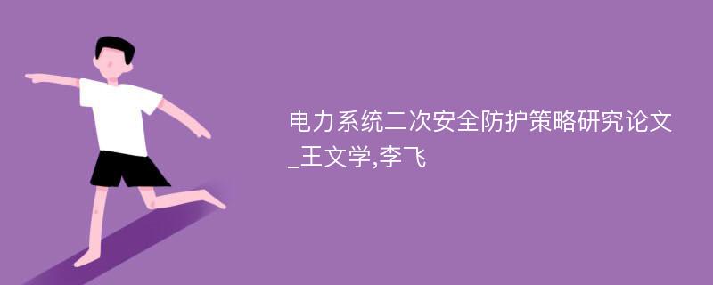 电力系统二次安全防护策略研究论文_王文学,李飞